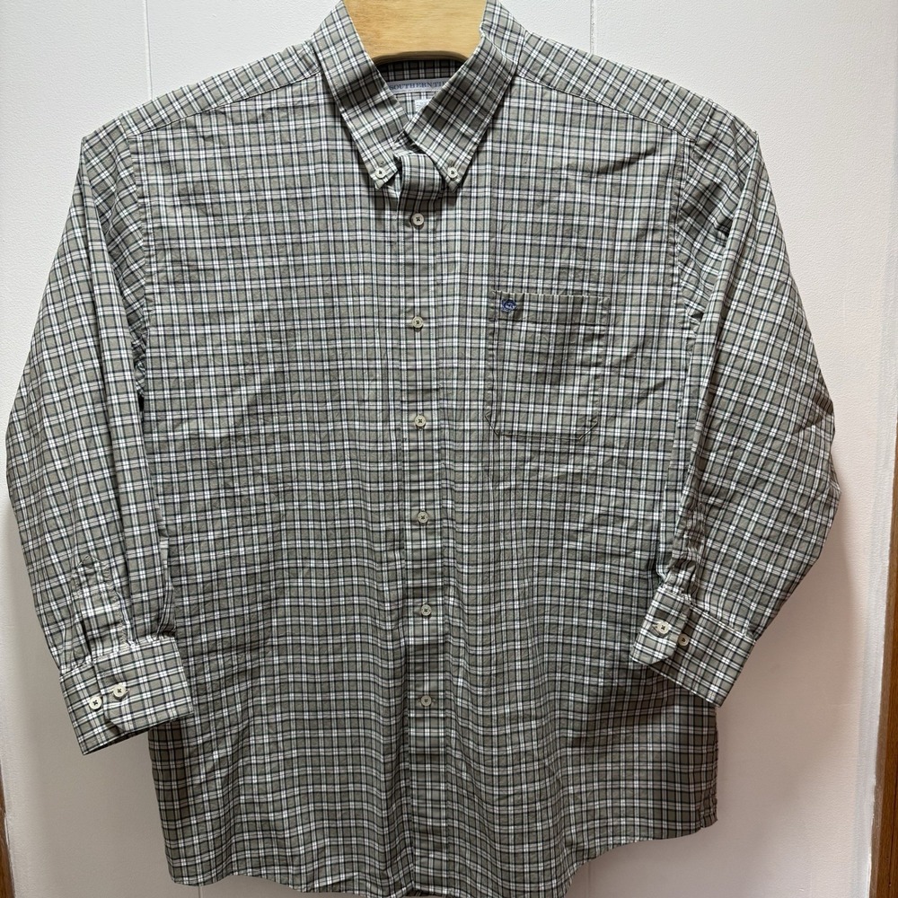 Southern Tide Shirt Mens Size XXL Gingham Check‎ Long Sleeve Button Performance